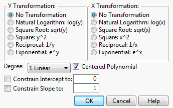 The Specify Transformation or Constraint Window