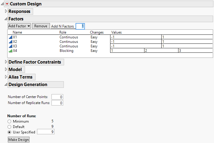 Factors Outline Showing Three Blocks for X4