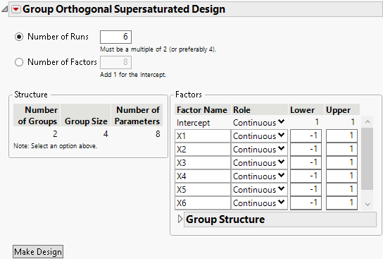 Group Orthogonal Supersaturated Design Window