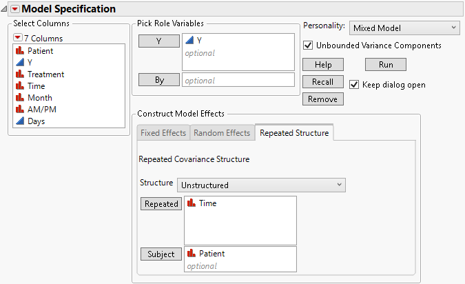 Fit Model Launch Window Showing Completed Repeated Structure Tab