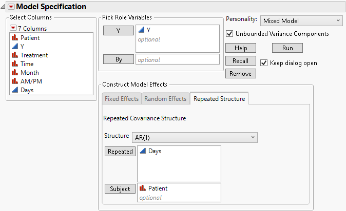 Fit Model Launch Window Showing Completed Repeated Structure Tab