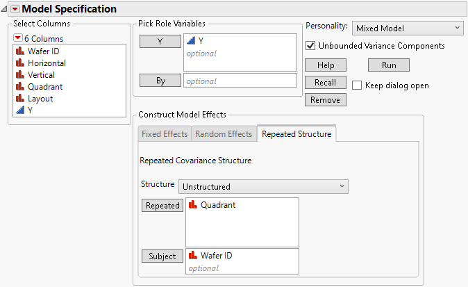 Fit Model Launch Window Showing Repeated Structure Tab