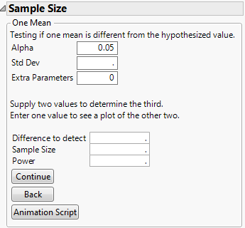 Initial Sample Size and Power Calculator for One Mean