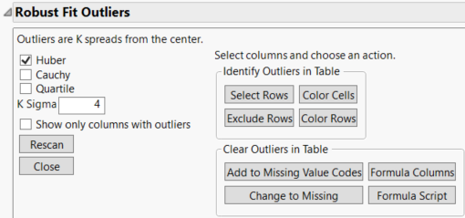 Robust Fit Outliers Window