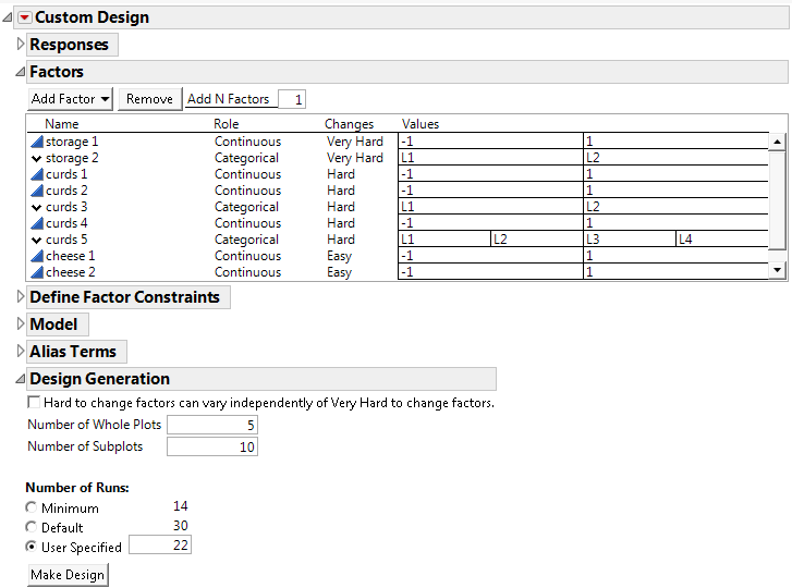 Factors and Design Generation Outline for Split-Split-Plot Design