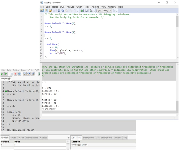 Script Editor with Embedded Log and the Debugger