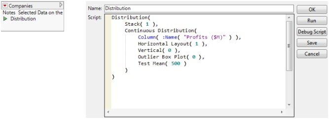 Distribution Script Saved to the Data Table