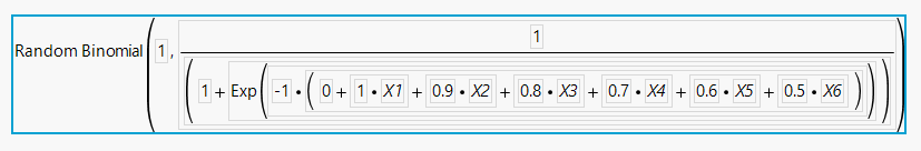 Random Binomial Formula for Y Simulated