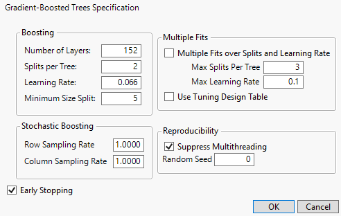 Boosted Tree Specification Window