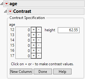 LSMeans Contrast Specification for age