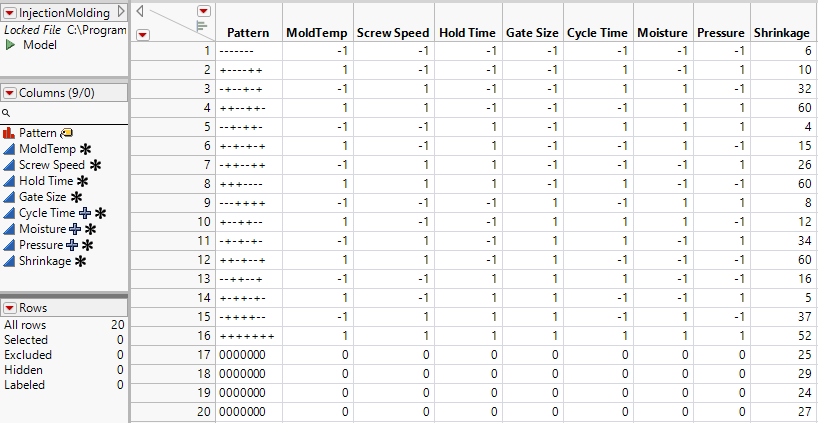 Injection Molding Data