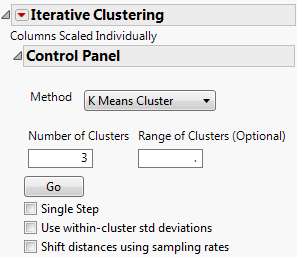 Iterative Clustering Control Panel