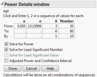 Power Details Window for Age