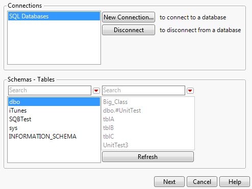 Select the Database Schema
