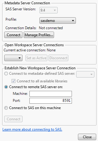 SAS Server Connections