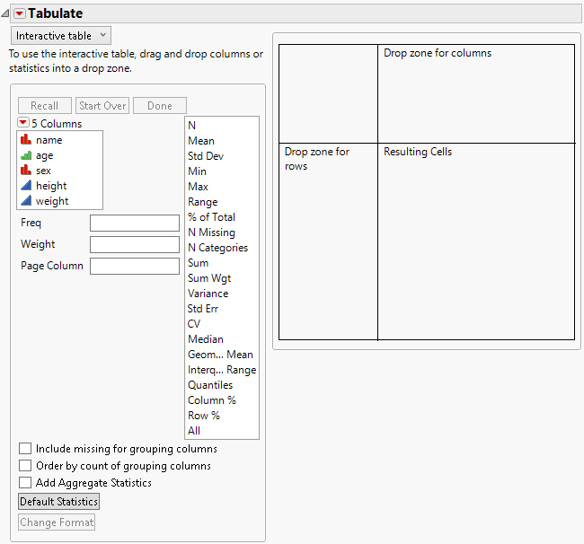The Tabulate Interactive Table