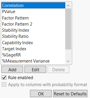 Conditional Format Rule Window