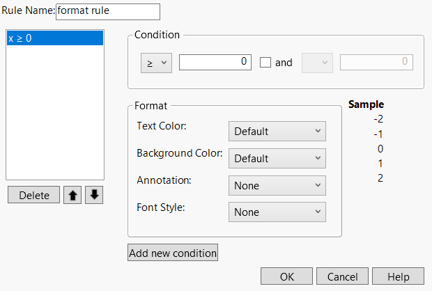 Adding a Conditional Format Rule