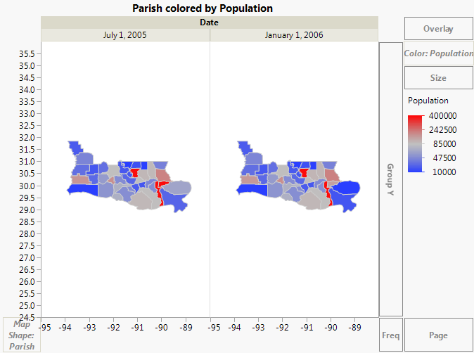 Population of Parishes Before and After Katrina
