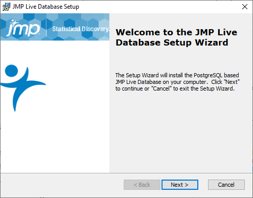 JMP Live Database Setup Wizard