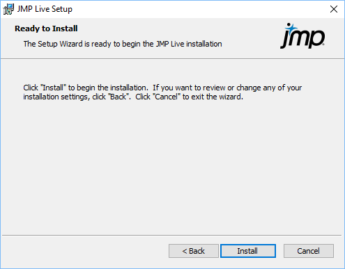 Start JMP Live Installation