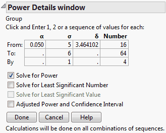 Power Details Window for Bacteria Study