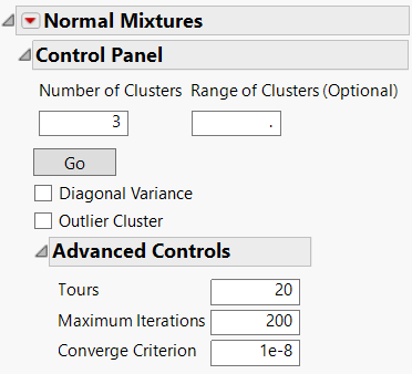 Control Panel for Normal Mixtures