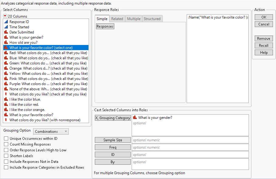 Completed Simple Tab in the Categorical Launch Window