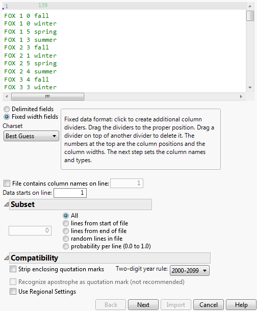 Text Import Wizard for Fixed Width Files