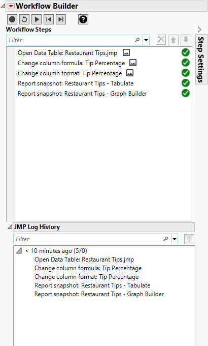 Workflow Builder with Steps and Log