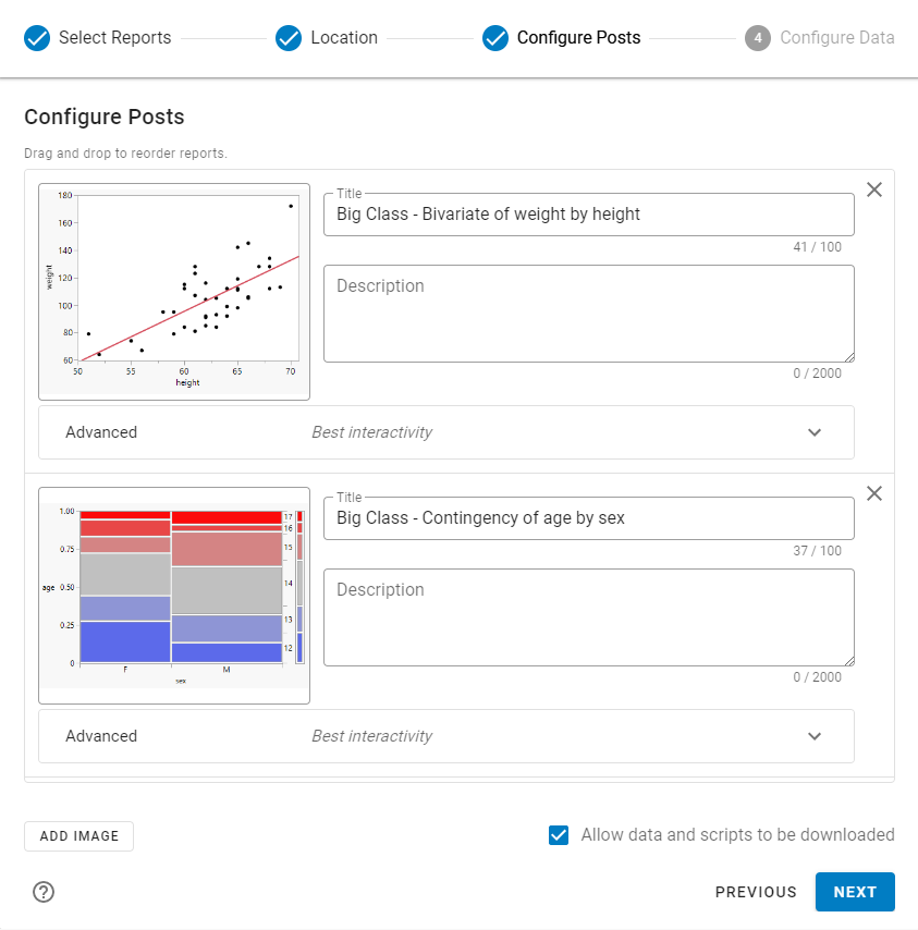 Update Report Options