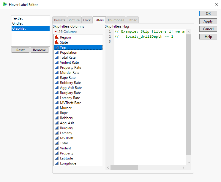 Skip Filters in the Hover Label Editor