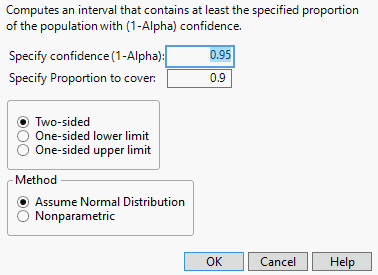 The Tolerance Intervals Window