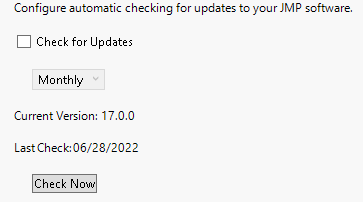 JMP Updates Preferences