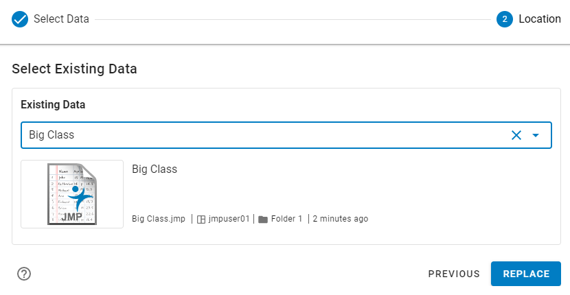 Select an Existing Data Table