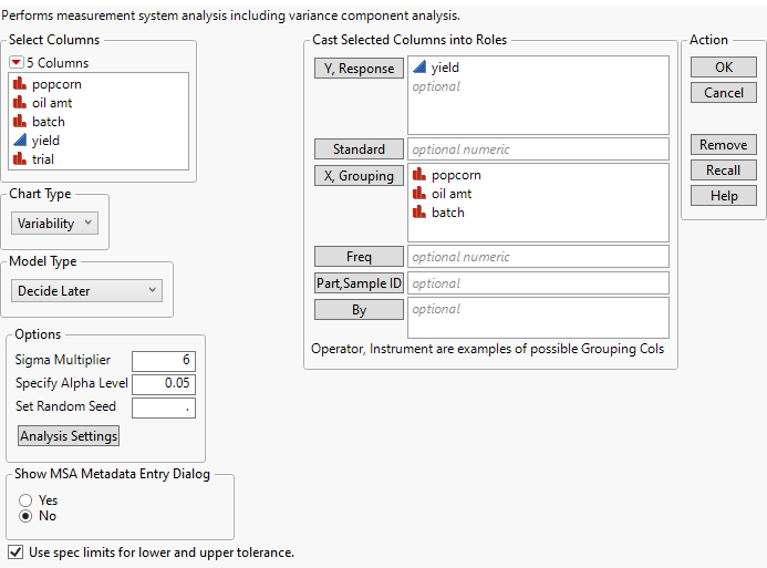 Variability Chart Window