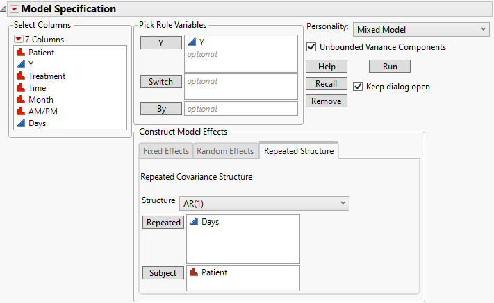 Fit Model Launch Window Showing Completed Repeated Structure Tab