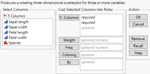 The Scatterplot 3D Launch Window
