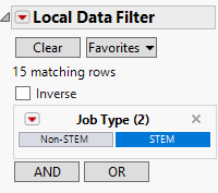 Selections in the Local Data Filter