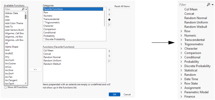 Customizing the Functions List