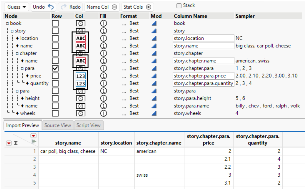 Data Types Assigned in the Col Column