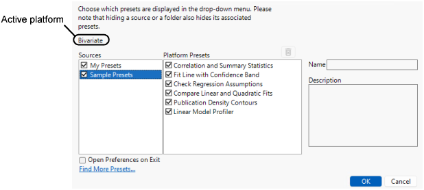 The Customize Menu Window