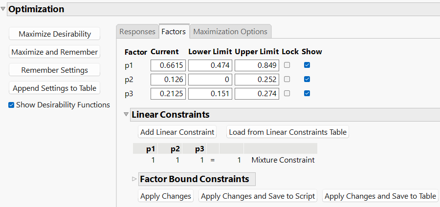 Optimization Control Panel