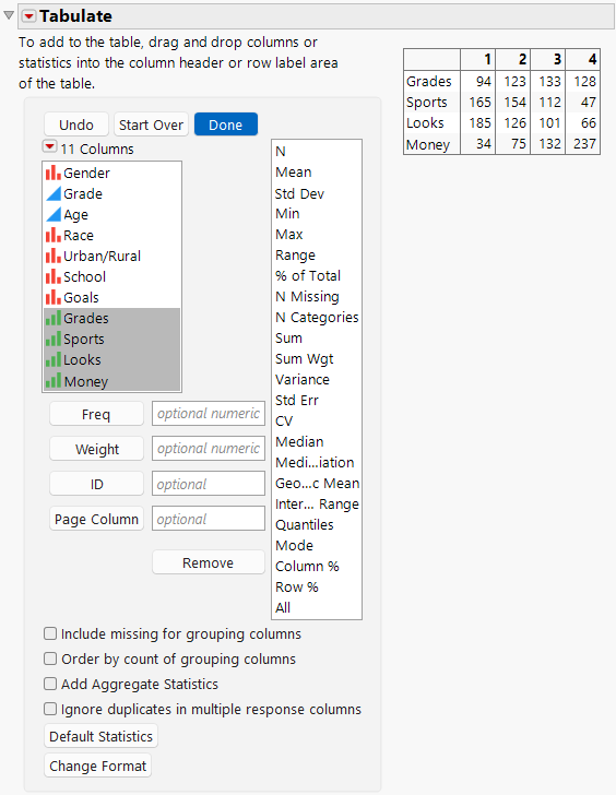 Columns by Categories