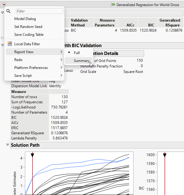 Viewing a Summary of the Report