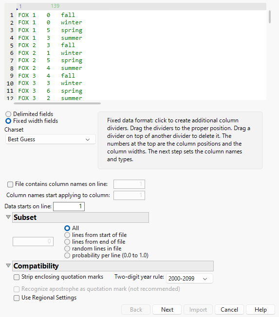 Text Import Wizard for Fixed-Width Files