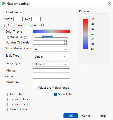Gradient Settings Window