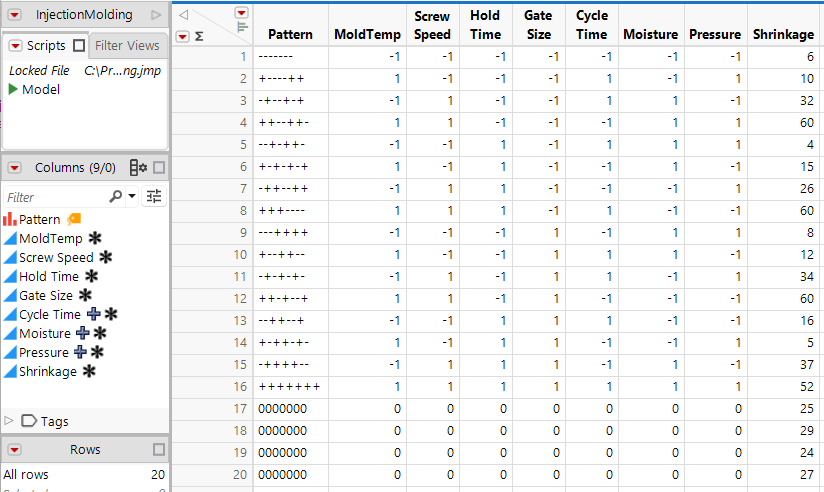 Injection Molding Data