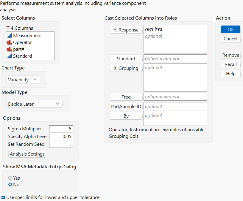 The Variability Chart Launch Window