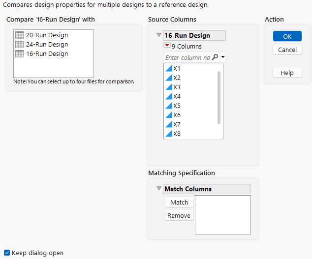 Compare Designs Launch Window